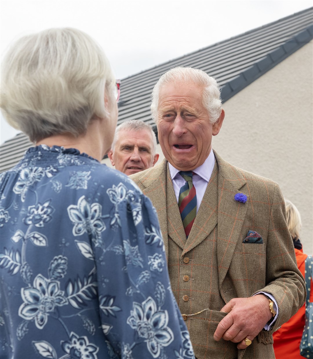King Charles III shares a laugh during his visit to Tomintoul. Picture: Beth Taylor.