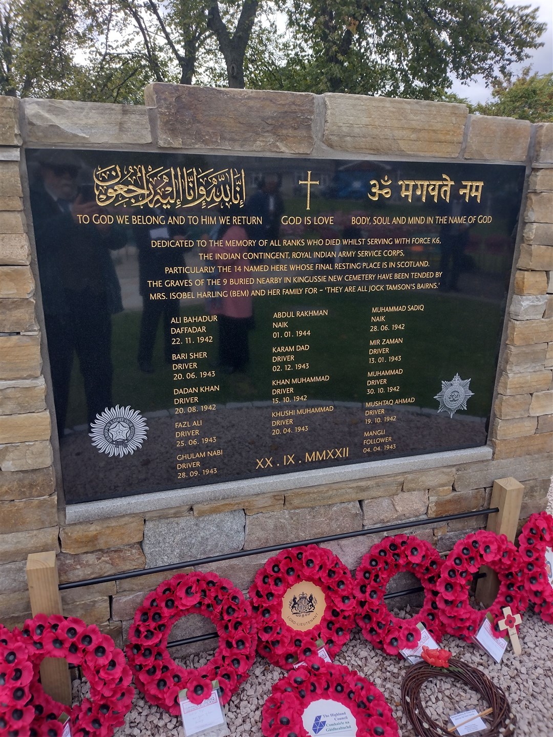 We will remember...the memorial plaque unveiled today