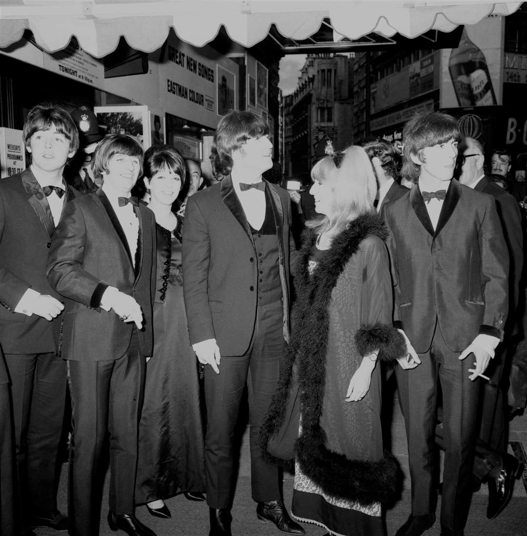 The Beatles and their wives arrive for the premiere of their film Help! in London in 1965 (PA)