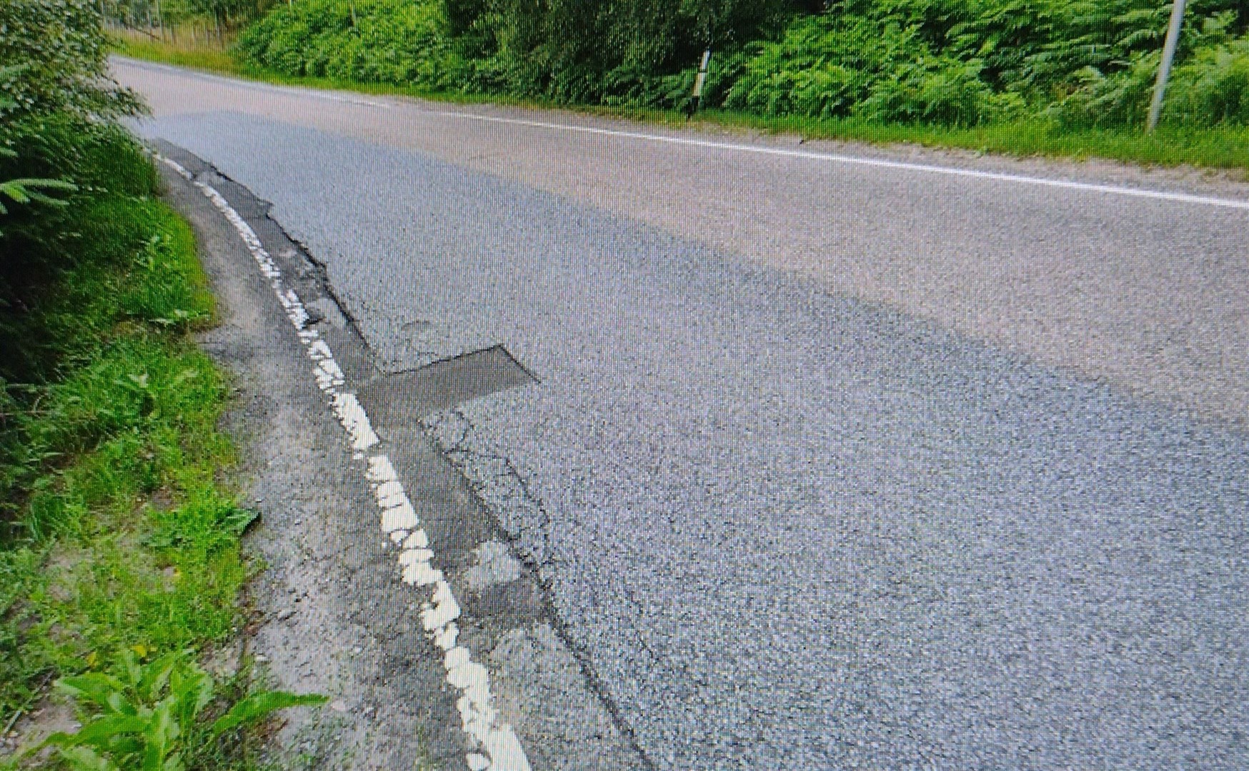 BEFORE: The edge of the A86 before resurfacing