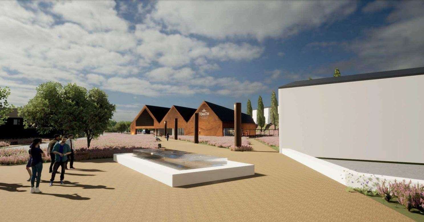 An artist's impression of the new visitor centre and landscape around it.