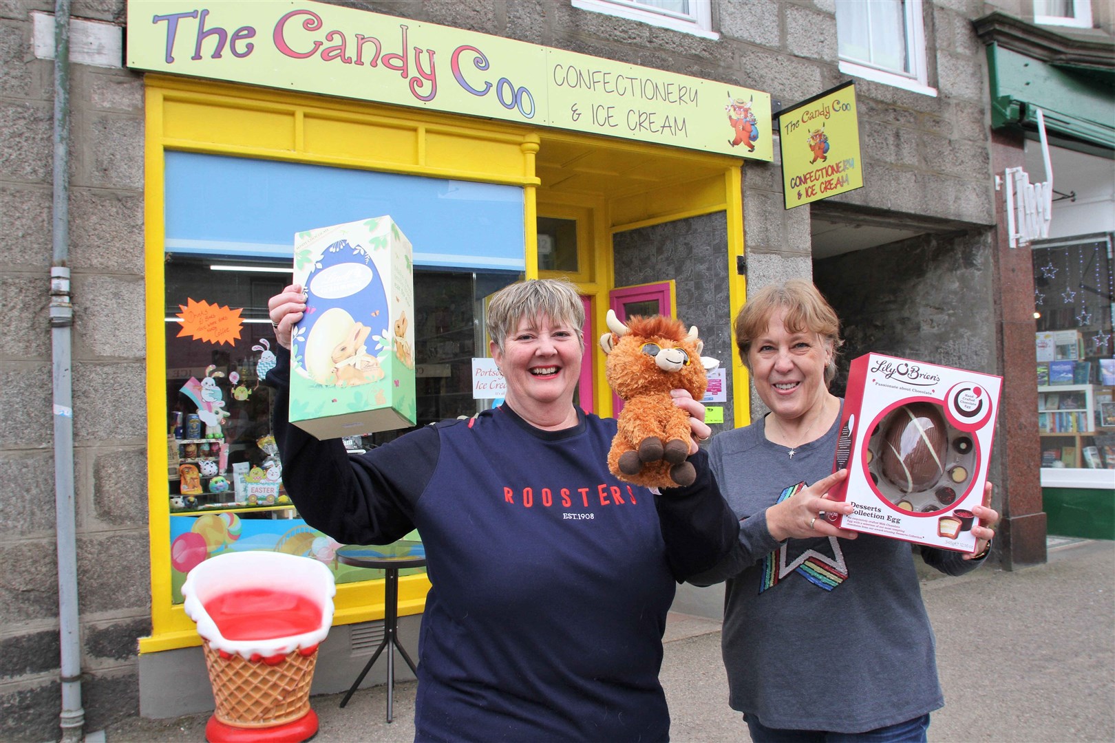 Leanne (left) and Lorna are celebrating five of their own years in the shop and 40 years of sweets there. Pictures Frances Porter
