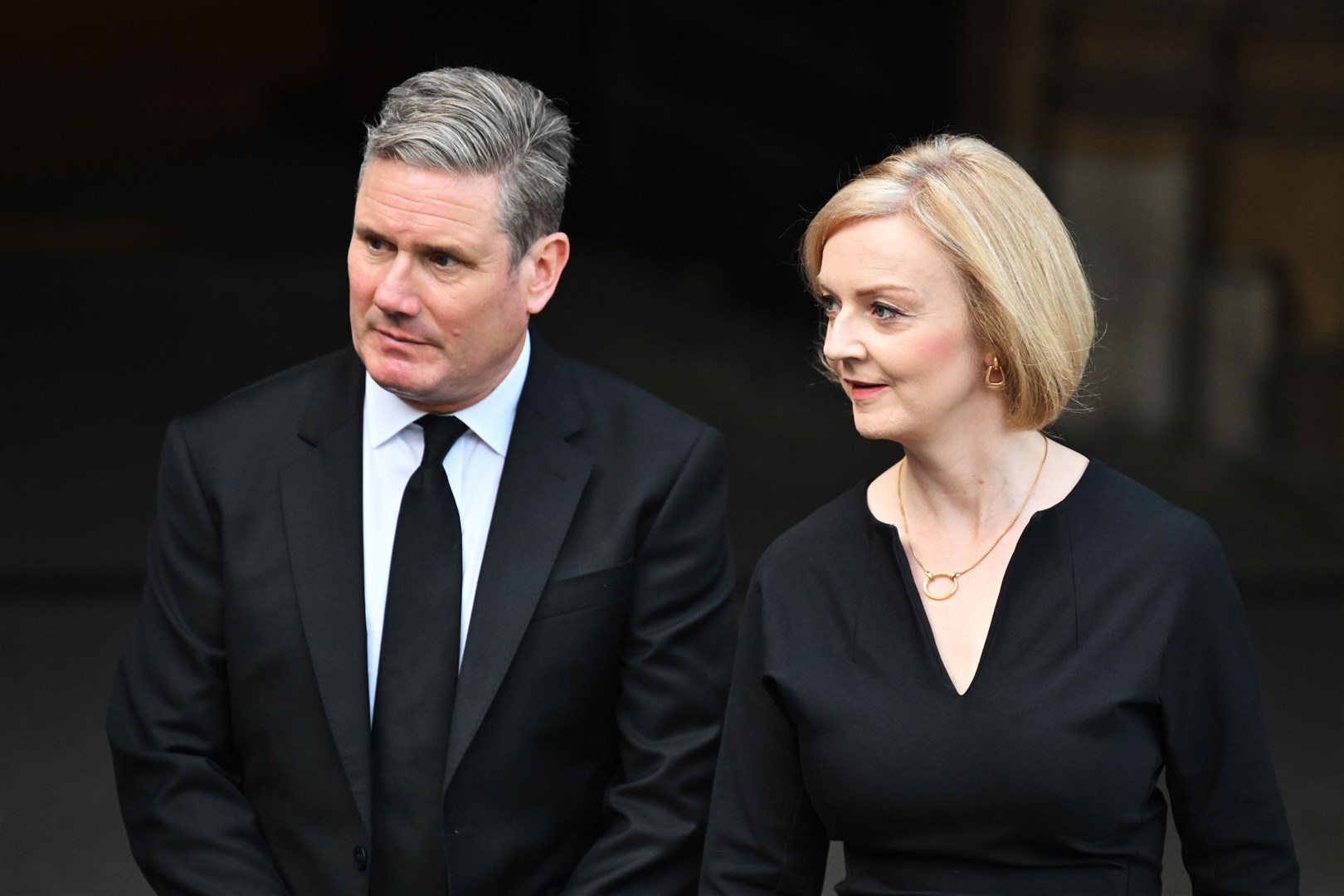 Labour leader Sir Keir Starmer and Prime Minister Liz Truss leave Westminster Hall (Leon Neal/PA)