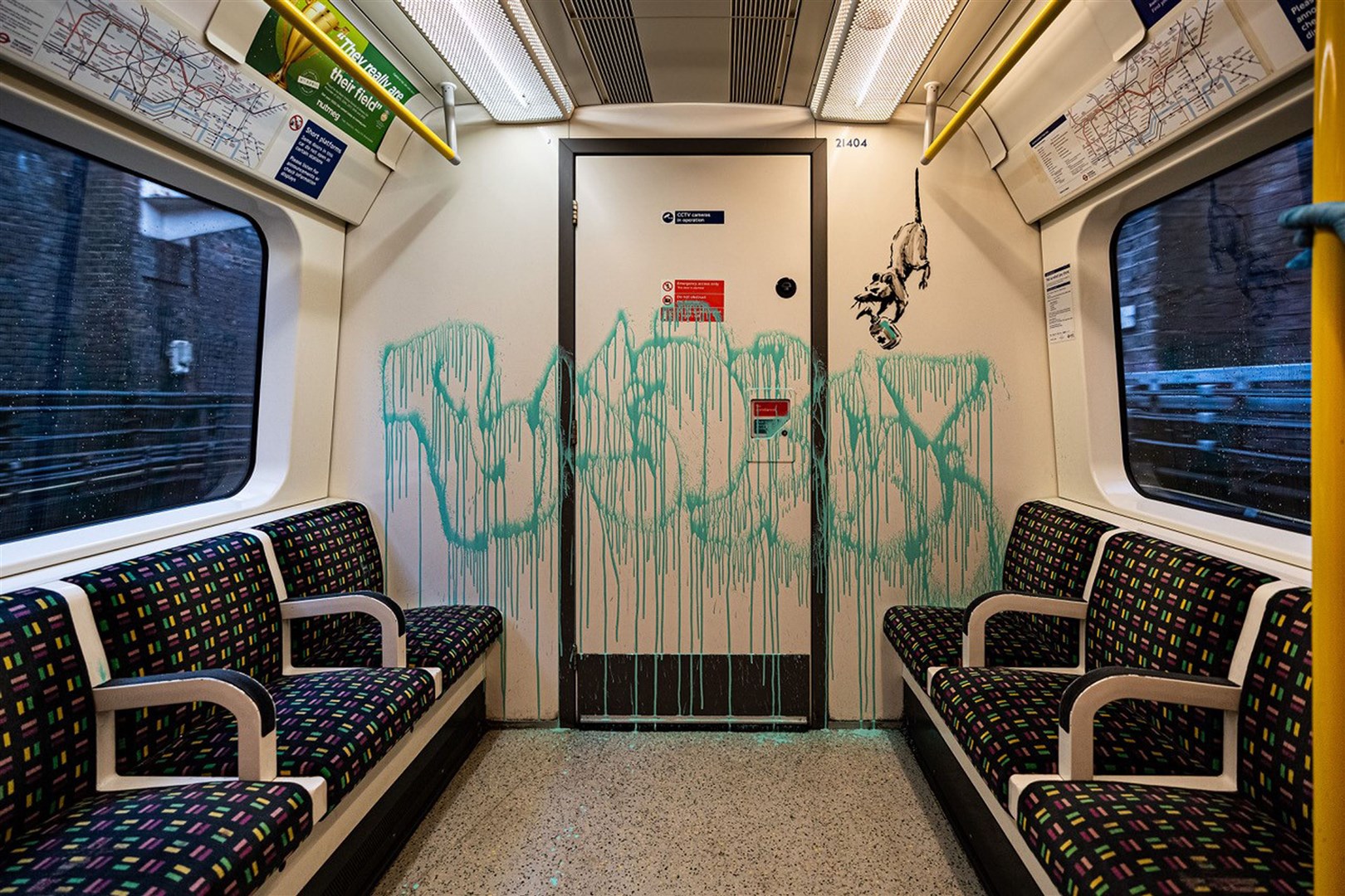 Banksy’s Covid-19-inspired Tube train piece (@banksy/PA)