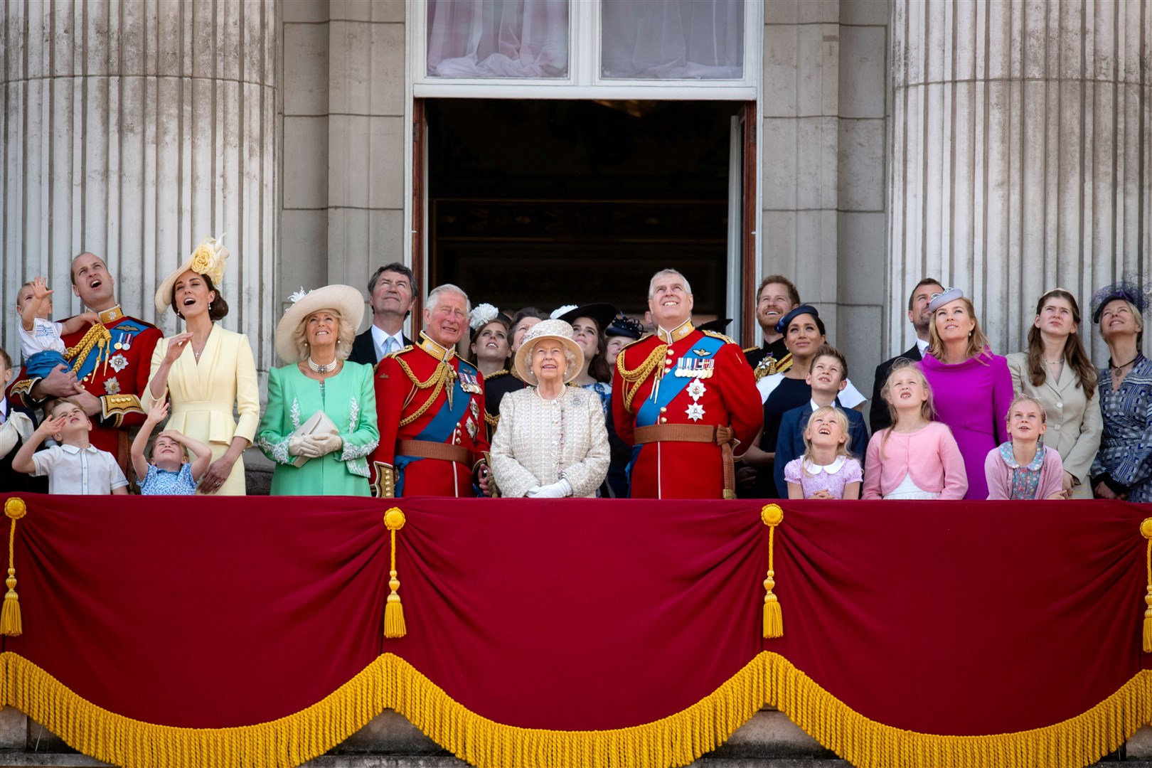 The Queen joined by members of the royal family on the Buckingham Palace balcony (Victoria Jones/PA)