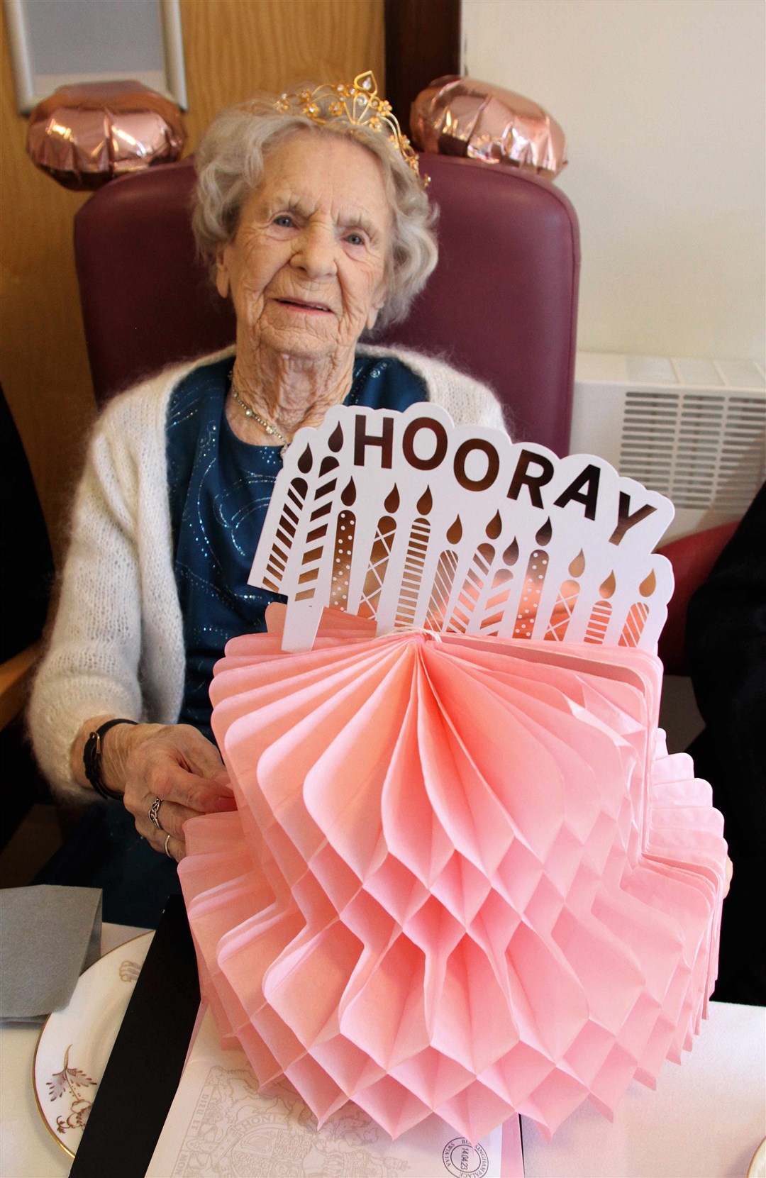 SAYING IT ALL: Isobel celebrated her birthday with family and friends at home in Kingussie's Wade Centre