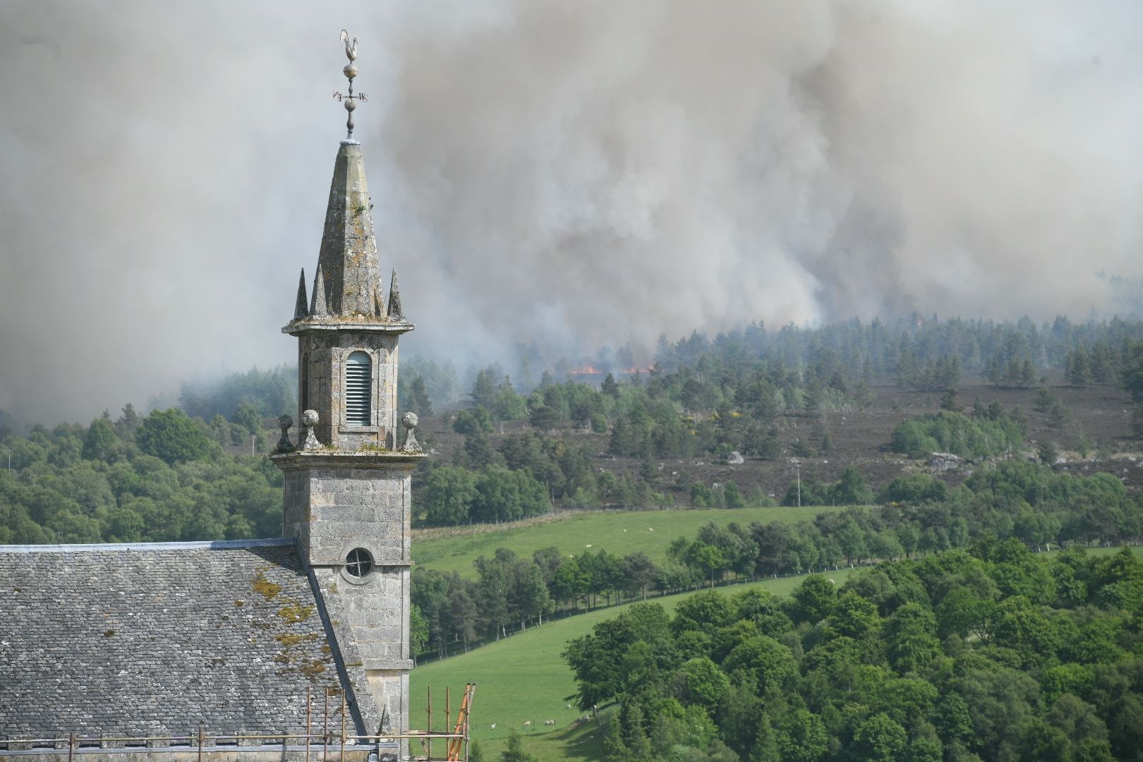 The wildfire has sent a large plume of smoke into the skies south of Inverness.