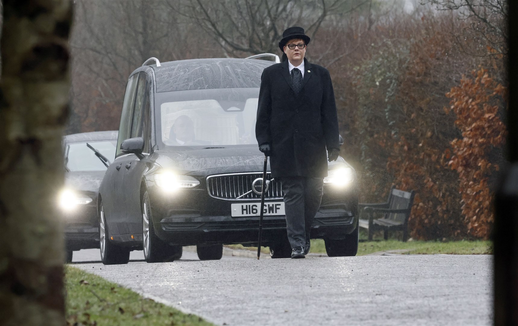 A funeral procession took place prior to the private service on Thursday morning (Jonathan Myers/Wales Online)