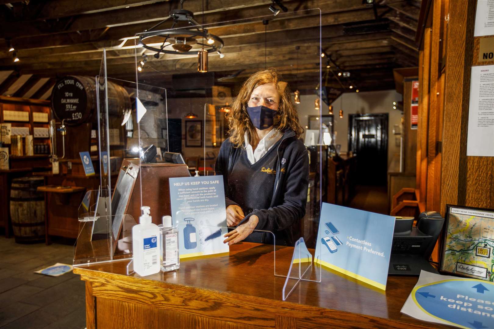 Alison Etheridge in the visitor centre where there are strict coronavirus infection prevention measures in place. Images by: Malcolm McCurrach