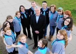 Henry Dow of Loch Ness Rotary club with Kinmylies Guides.