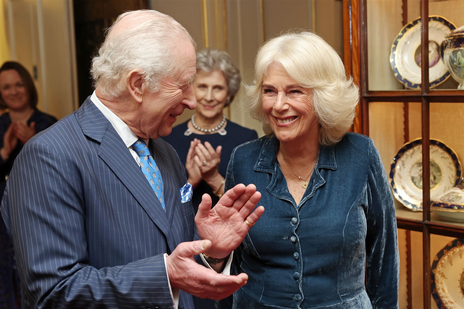 Queen Camilla, joined by King Charles, during a reception at Clarence House, London (Chris Jackson/PA)