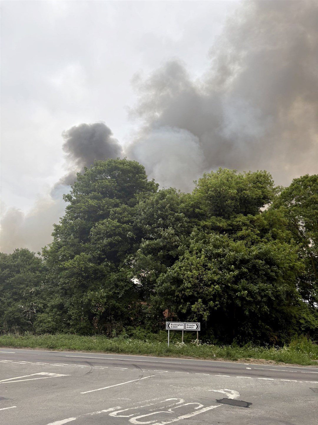 Clouds of smoke seen near the scene of a fire at Bicester Aerodrome (Kieran McG/PA)