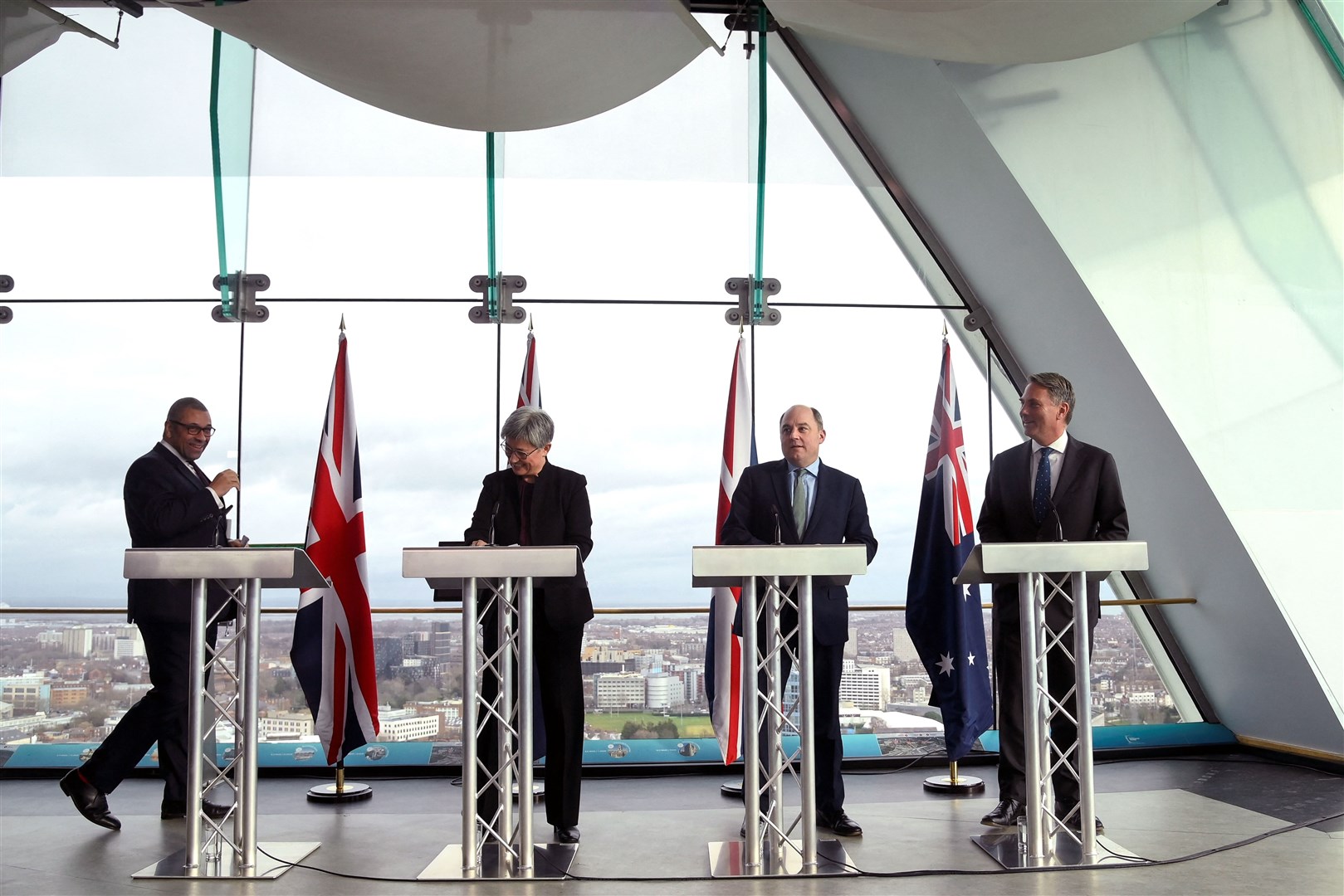 UK and Australian foreign and defence ministers held a joint press conference in Portsmouth (Toby Melville/PA)