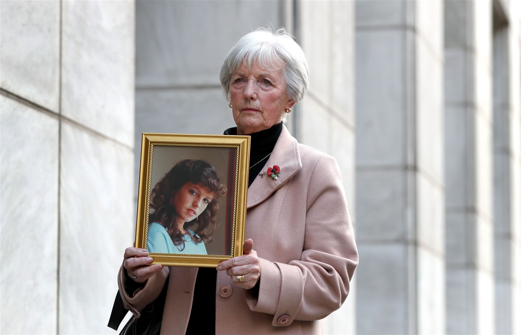 Marie McCourt, mother of Helen McCourt, after she gave evidence at a Parole board hearing on the release of Ian Simms. (PA)