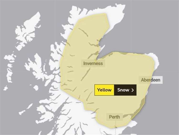The Yellow weather warning issued for snow tonight.