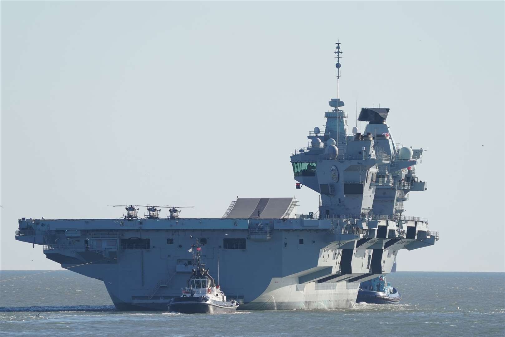 Royal Navy aircraft carrier HMS Prince of Wales setting sail from Portsmouth (Gareth Fuller/PA)