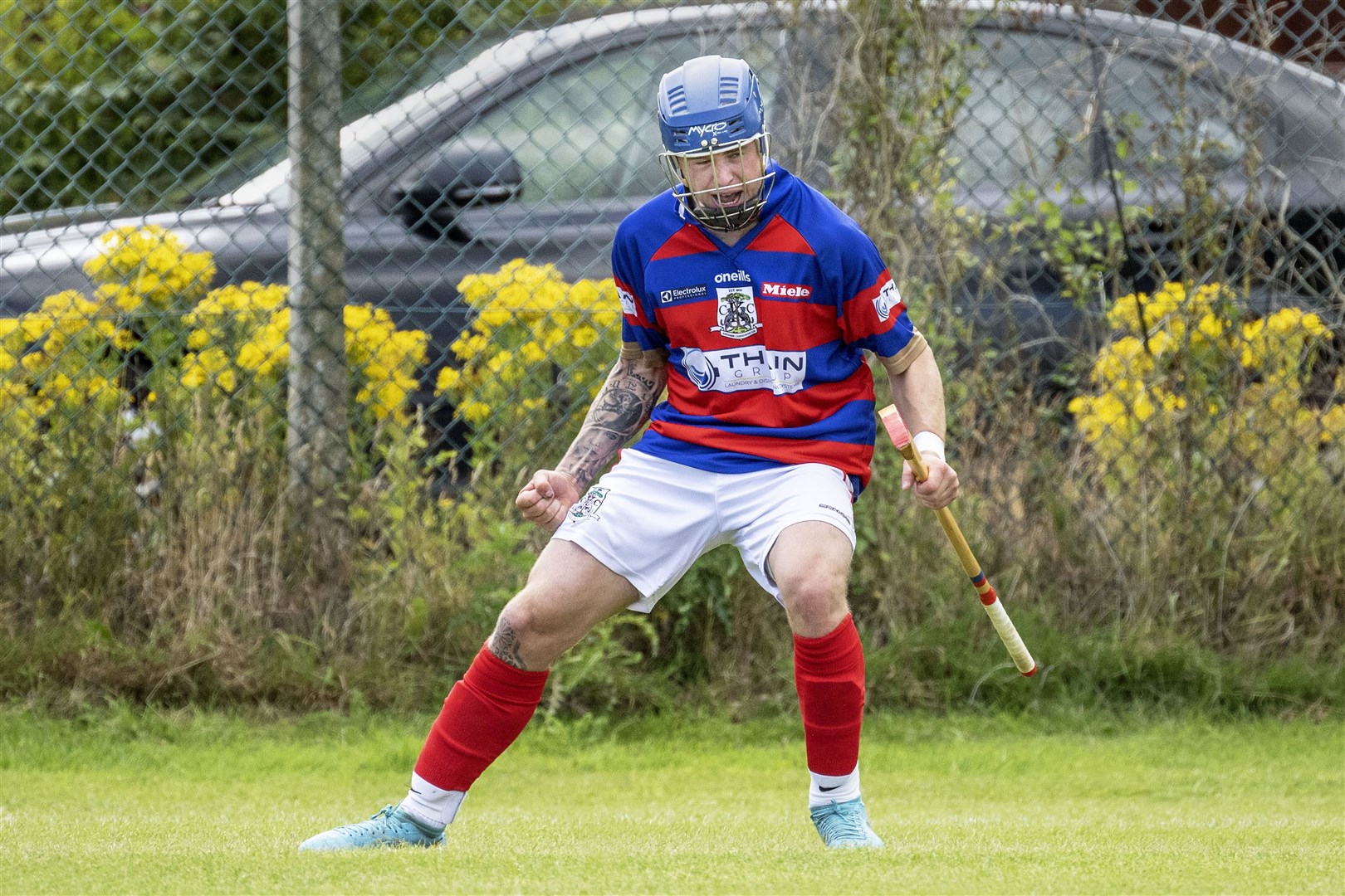 Kingussie's James Falconer is a doubt for the final having suffered a nasty gash at the weekend in a pitch-side collision.