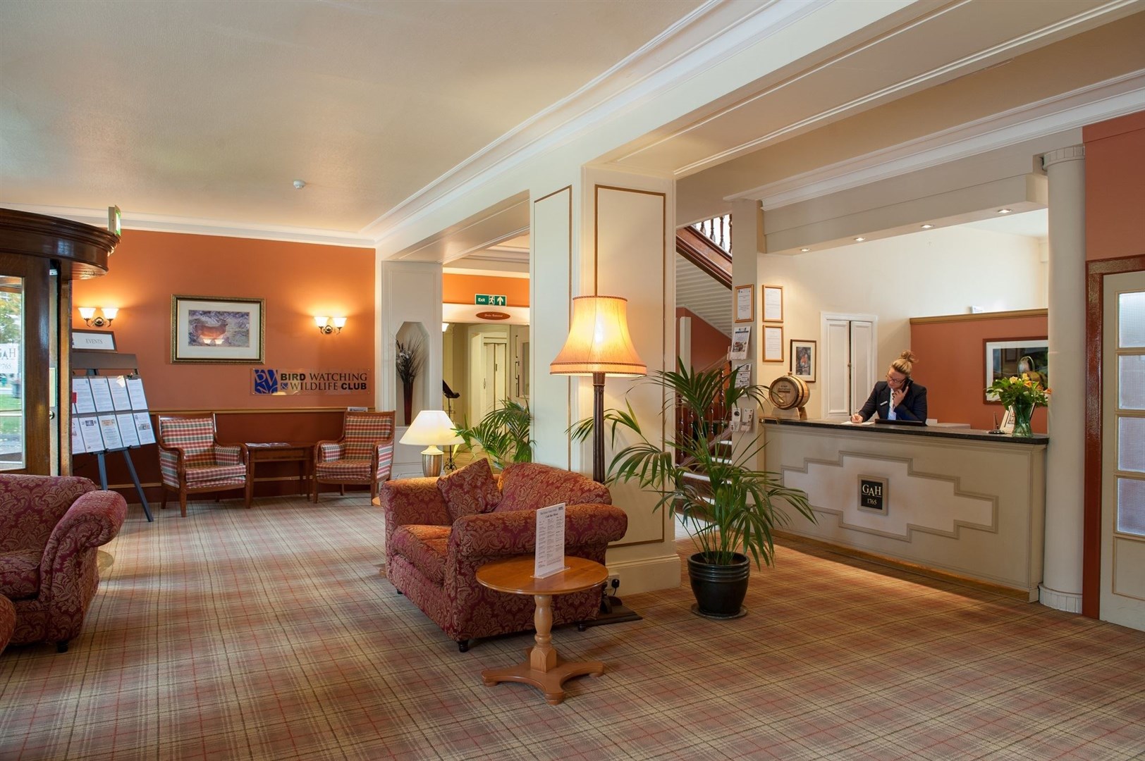 The reception area of the hotel which has just been sold.