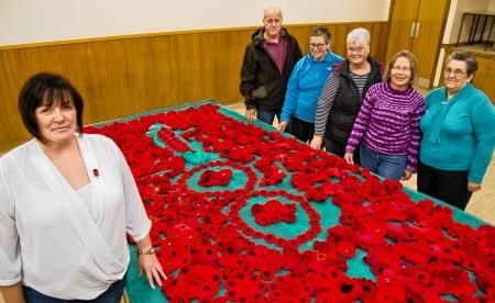 Poppy Waterfall, Dufftown Royal British Legion, Remembrance Sunday, World War I