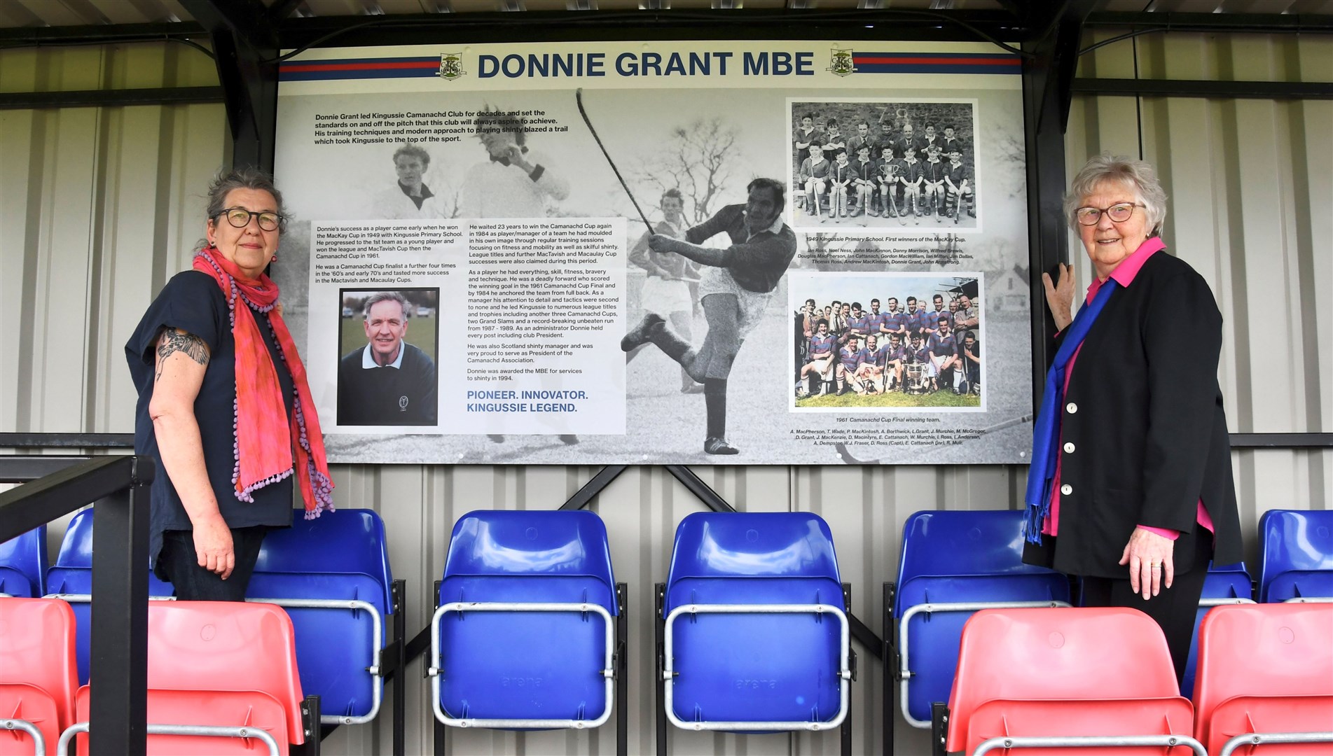 REMEMBERING DONNIE: Janice Grant and daughter Noreen at the stand named in Donnie’s honour.