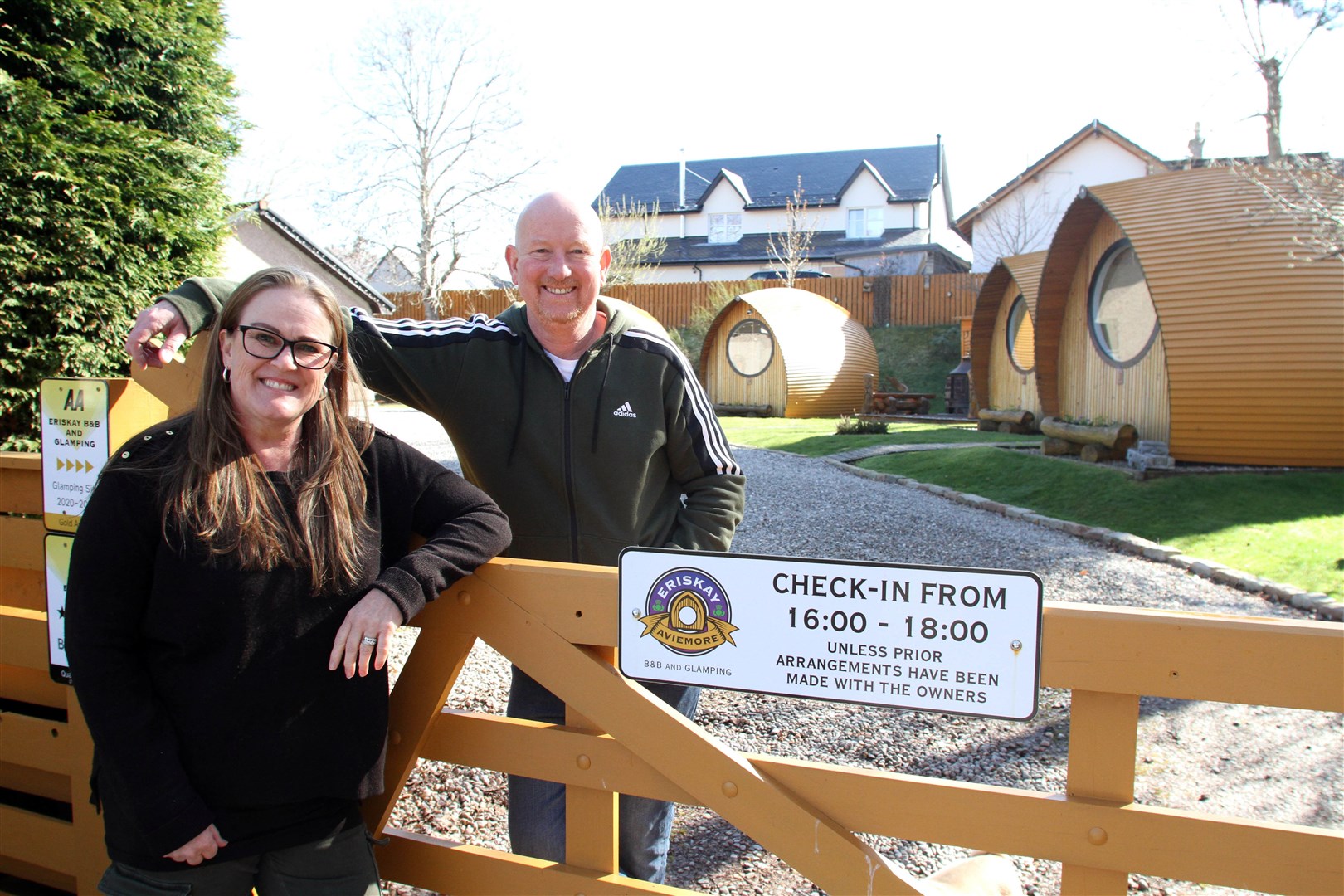 Ken and Gill Lister at Eriskay B&B and their glamping pods which are proving very popular.