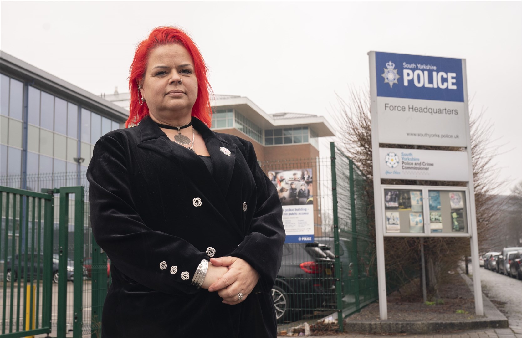 Mrs Mercer took her campaign to a police headquarters (Danny Lawson/PA)