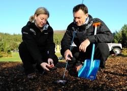 Sports Minister Shona Robison is shown how to use equipment at the new training facility by Ian Sherrington, chief instructor at sportscotland Glenmore Lodge