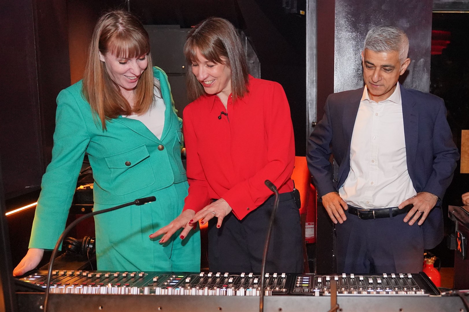Deputy Prime Minister Angela Rayner, Chancellor of the Exchequer Rachel Reeves and Mayor of London Sir Sadiq Khan during a visit to Ronnie Scott’s in London (Jonathan Brady/PA)