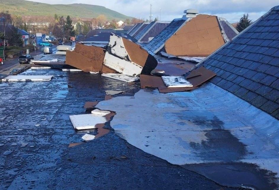 UTTERLY ROOFLESS: Last year's storm lent no mercy the building, with slates removed to leave the place unprotected.