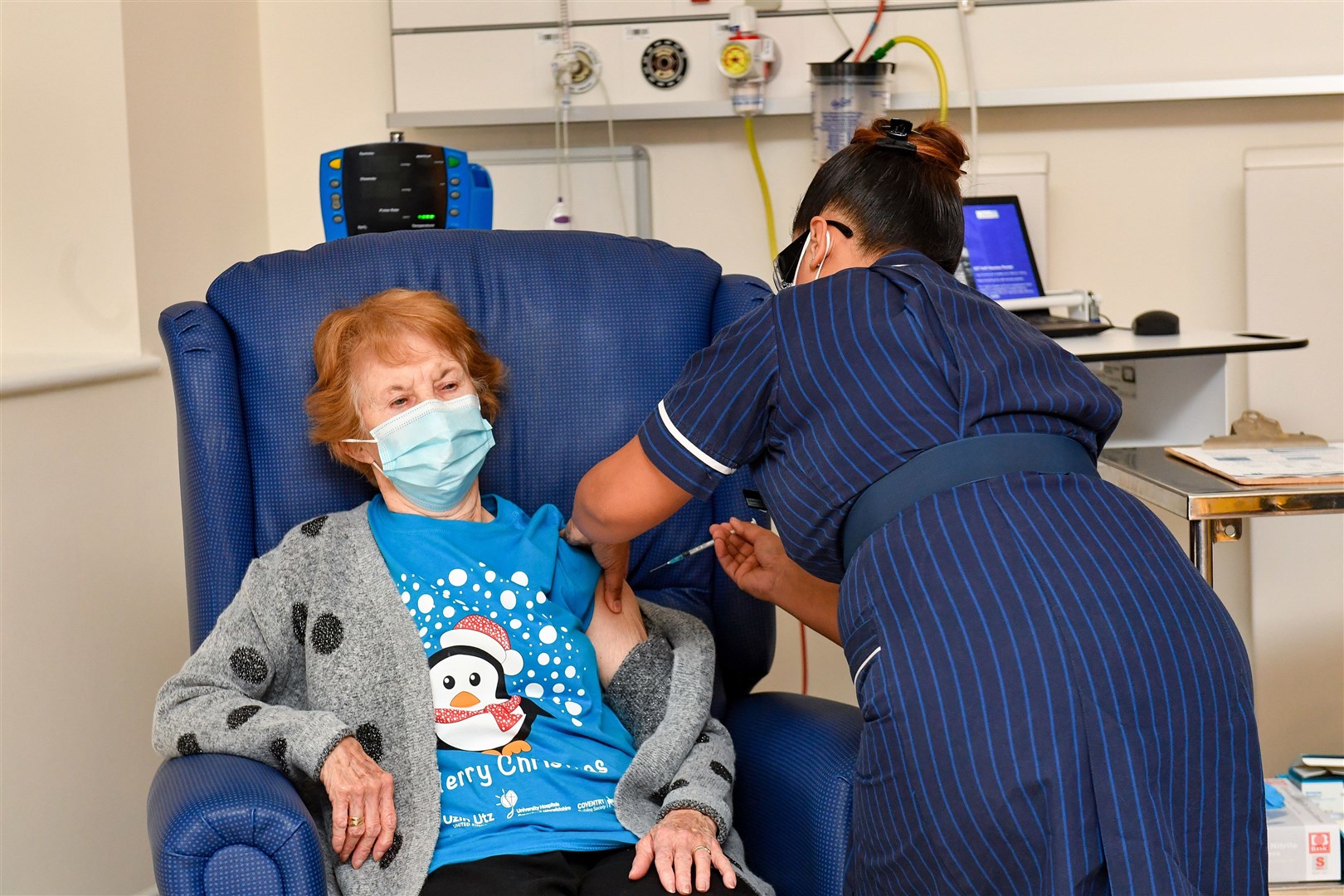 Margaret Keenan received the Pfizer Covid-19 vaccine on Tuesday (Jacob King/PA)