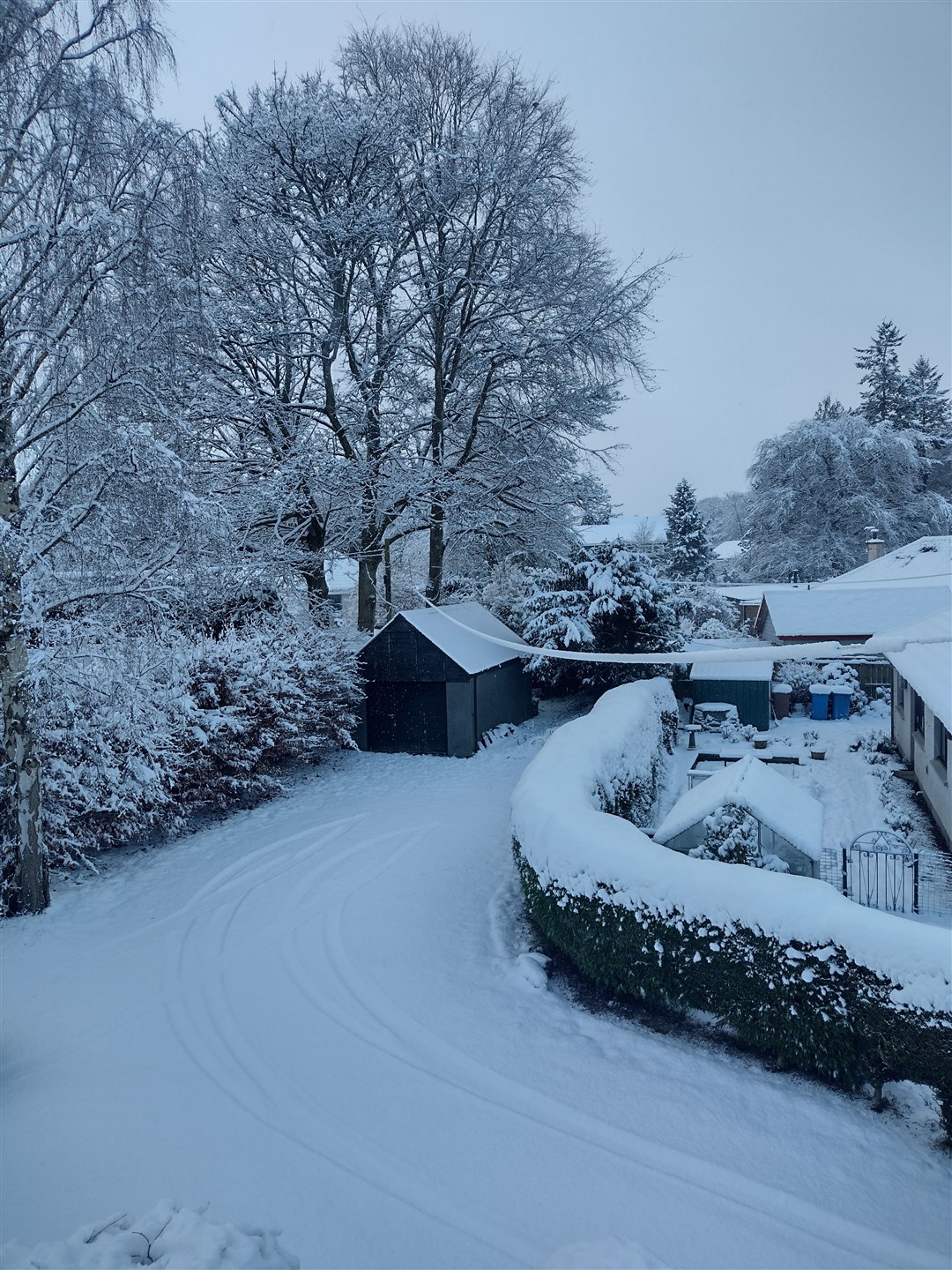 Snow in Stratherrick Road in Inverness.