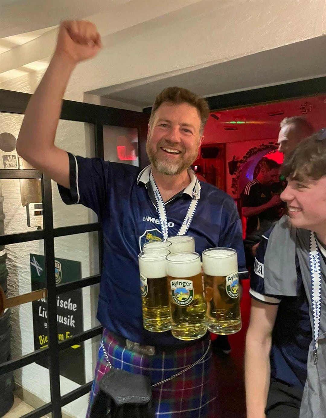 This fan has made the most of the local watering holes in Germany.
