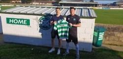 Buckie boss Graeme Stewart with new signing Sam Morrison. Photo: Buckie Thistle Twitter.