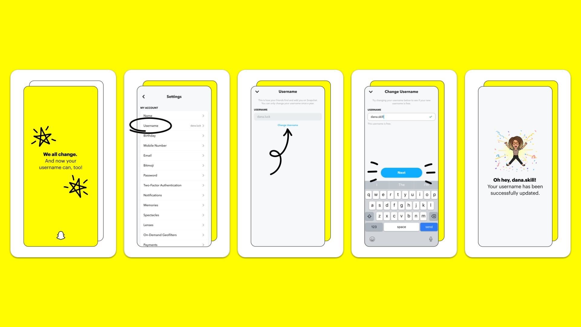 Snapchat users can change their handle once a year (Snapchat/PA)