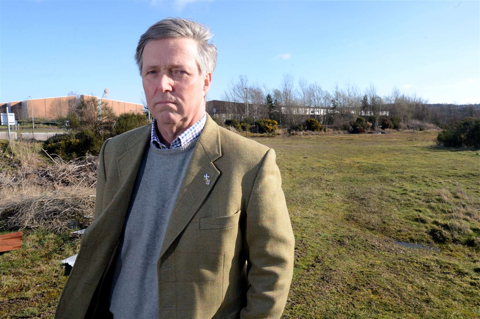 MSP Edward Mountain at the still empty site of proposed new HMP Highland in Inverness.