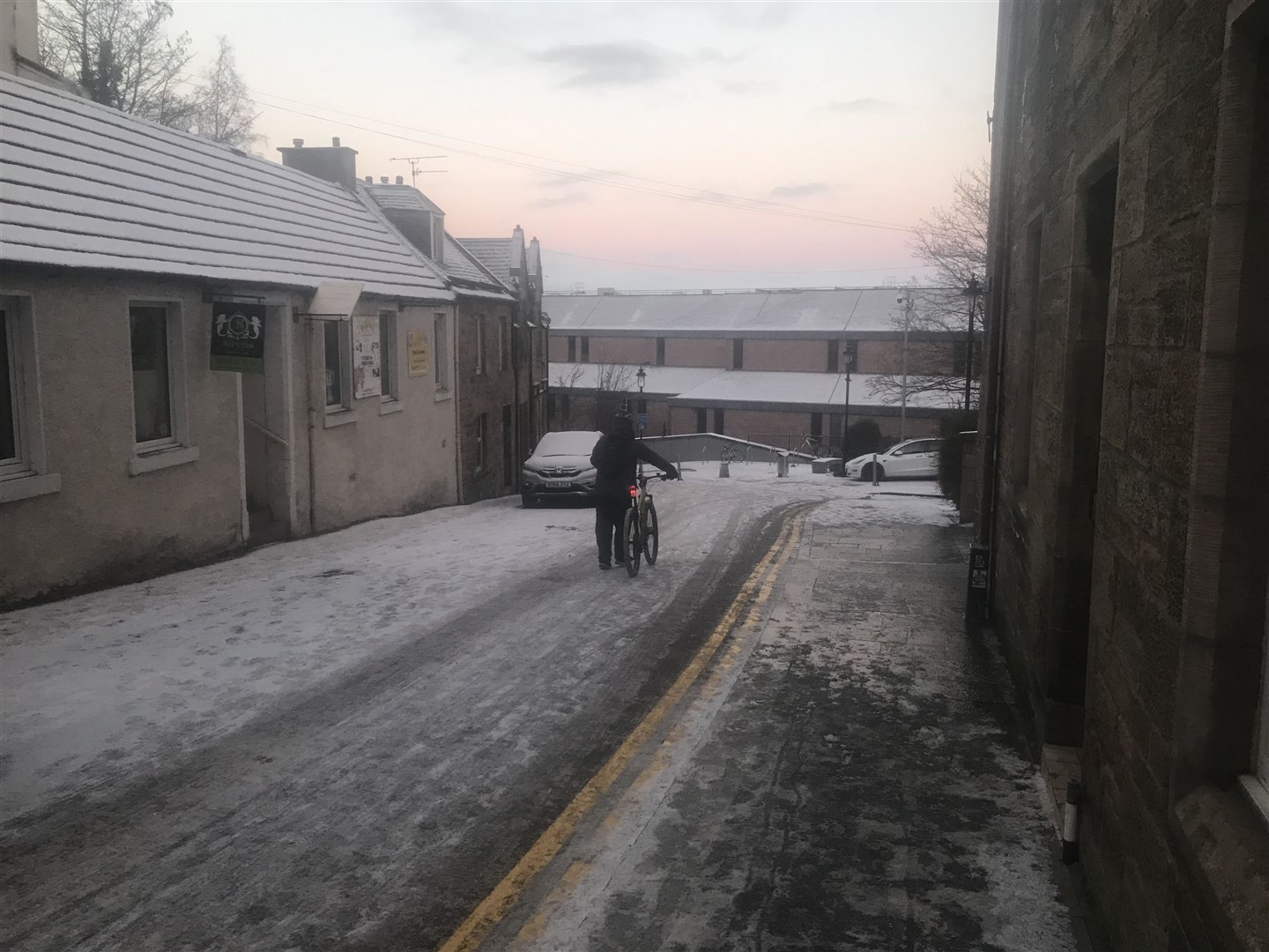 Snowy conditions in Stephen Street in Inverness.
