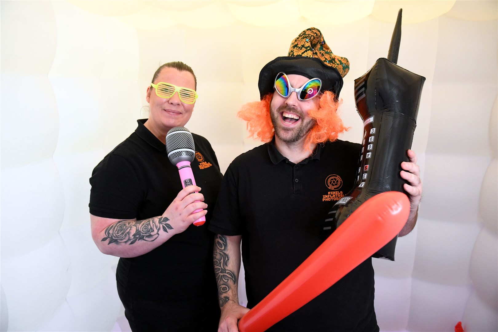 Zoe Sharpe and James Bain from Pixels Inflateable Photobooth. Picture: James Mackenzie.