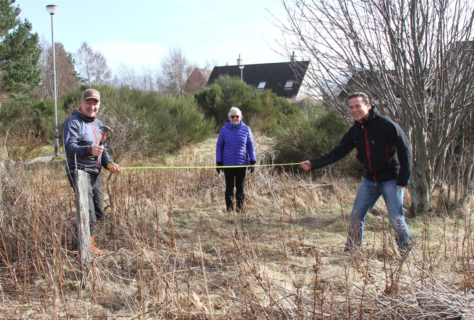 AGCT directors Mike Gale, Janis Bootle and Duncan Swarbrick at the site at Dalfaber where a community park is proposed.