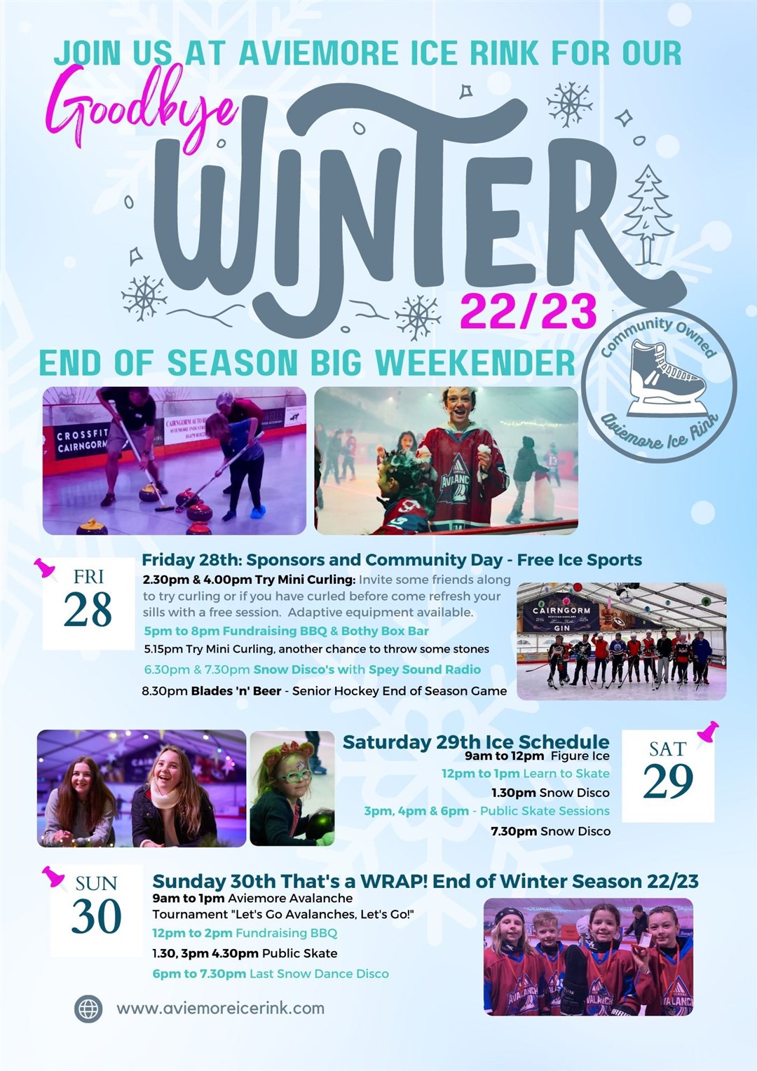 The end of season programme which will bring the curtain down on a second successful year for the community rink.