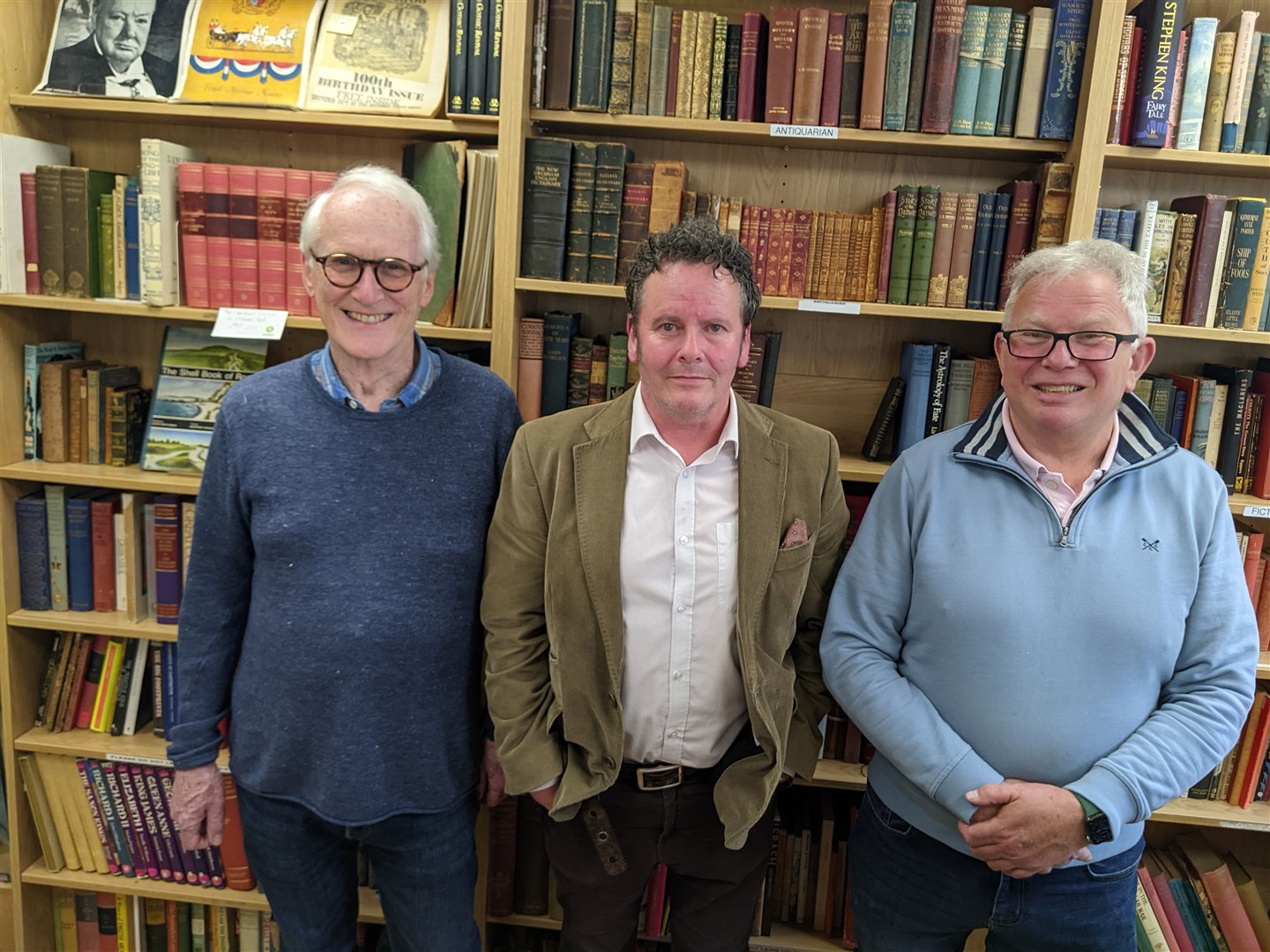 (From left) Stuart Murray, Simon Berry and Richard Danns who made the discovery at Oxfam’s Bath bookshop (Oxfam/PA)