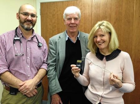 Professor Leslie, Glen Haddow and Fiona Dawson with one of the monitors