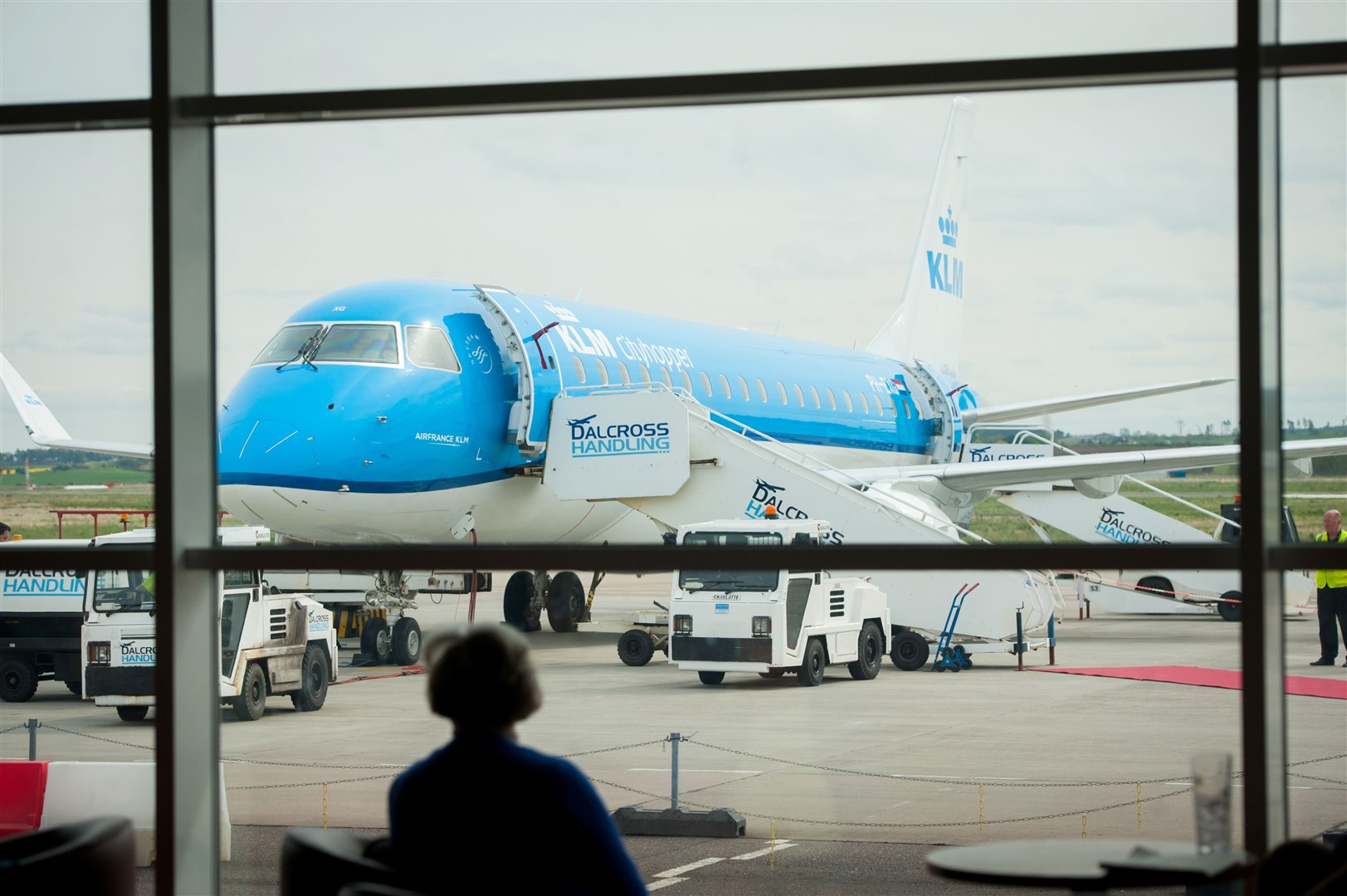 A KLM aircraft at Inverness Airport.