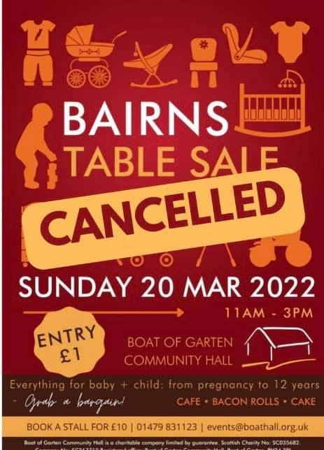 Community hall fundraising event has been called off after late withdrawals.