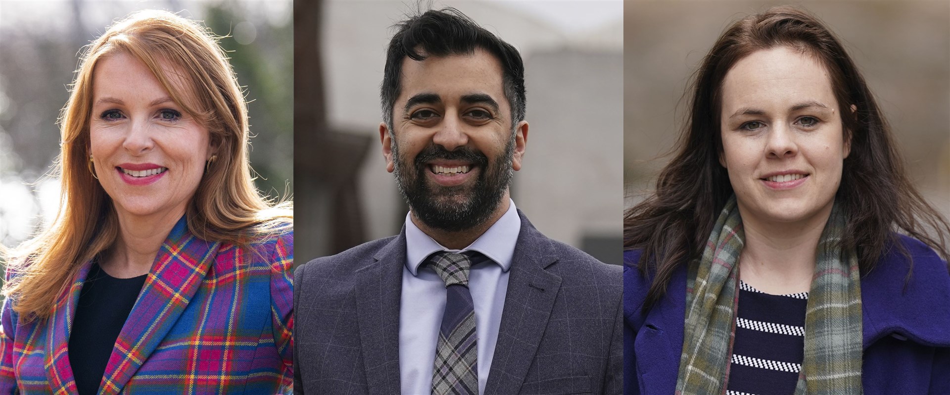 Humza Yousaf is competing for the SNP leadership with Ash Regan, left, and Kate Forbes (Jane Barlow/Andrew Milligan/PA)