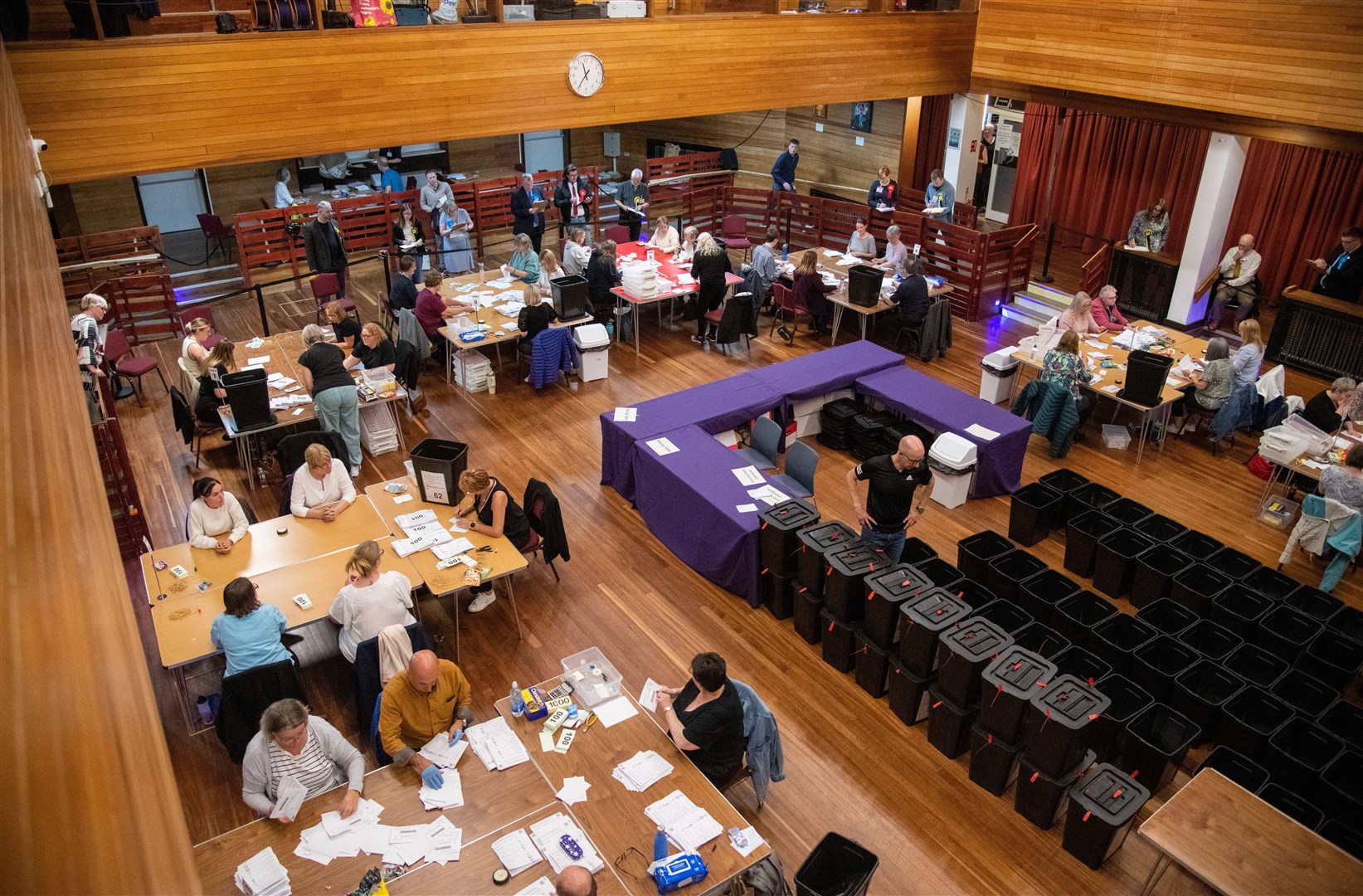 Elgin Town Hall.Moray West, Nairn and Strathspey Election Count at Elgin Town Hall. Picture: Daniel Forsyth.