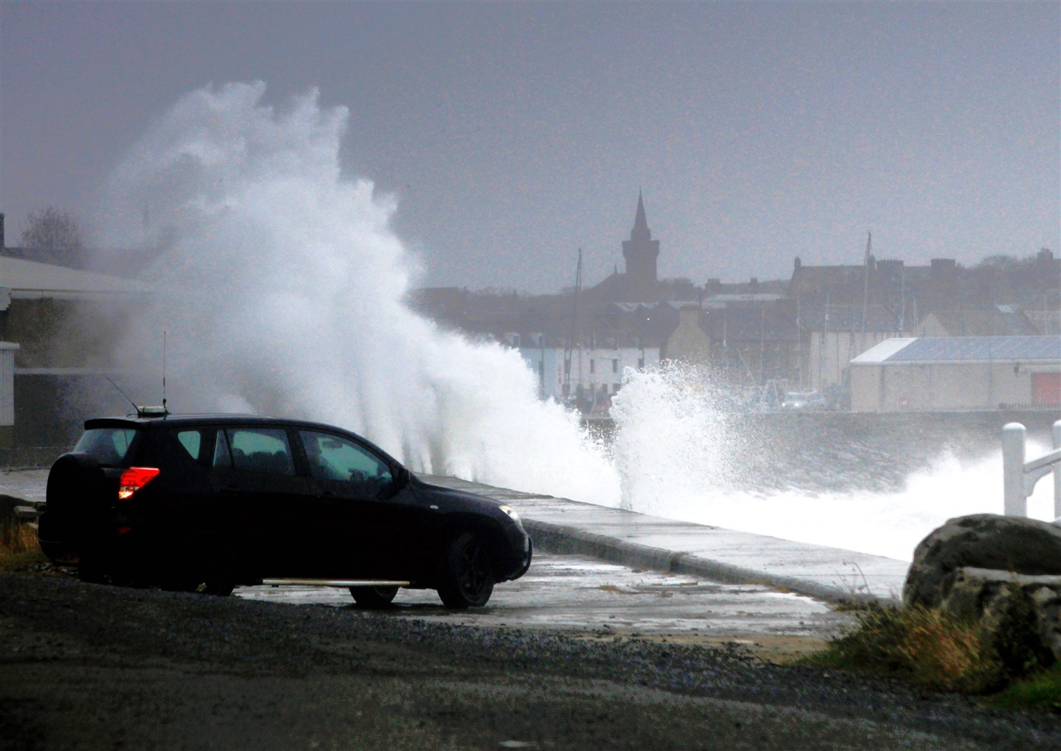 Crashing waves at Wick harbour. Picture: Alan Hendry
