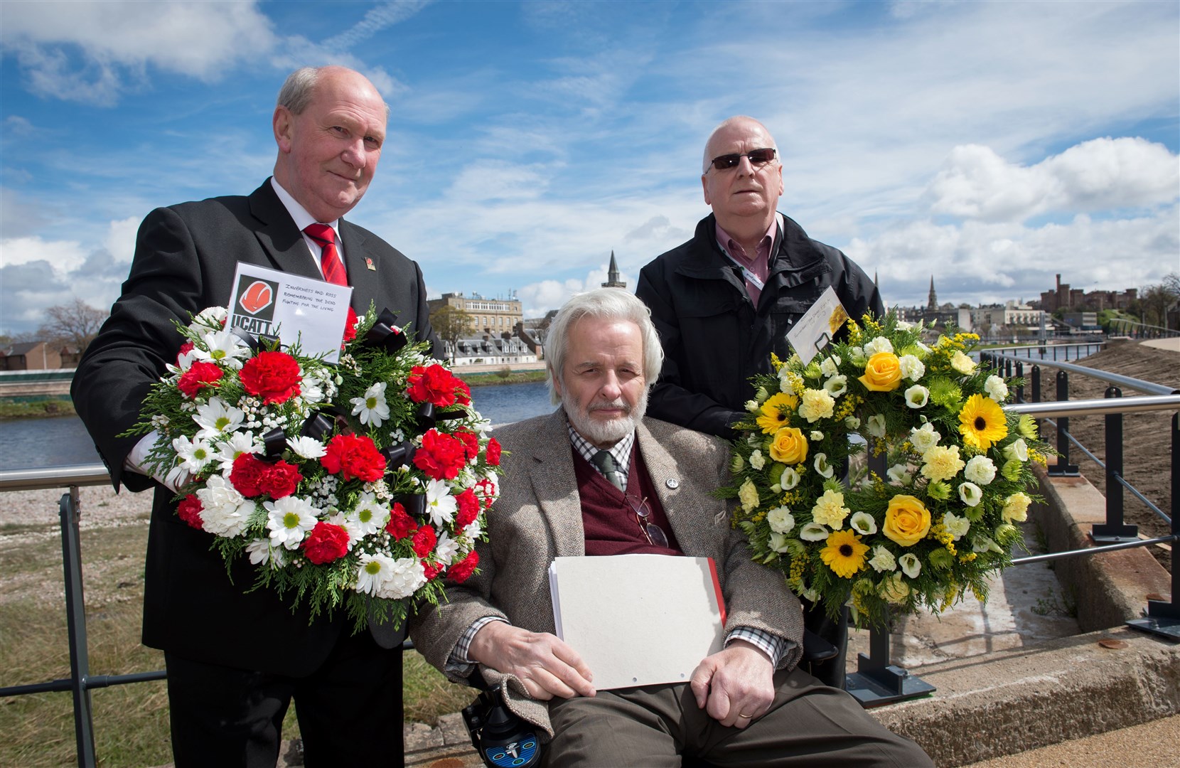 Kenneth Macmillan (centre) with Bill Anderson and Robert Bowie at the annual Workers' Memorial Day ceremony in Inverness.
