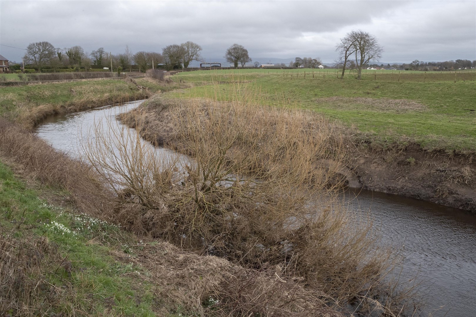 The location on the River Wyre near St Michael’s on Wyre where police recovered a body (Jason Roberts/PA)