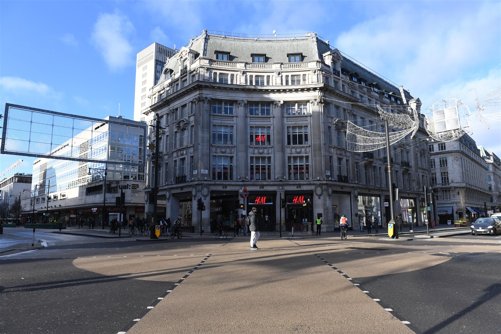 A near empty Oxford Circus in central London as the new Tier 4 restrictions came in (Stefan Rousseau/PA)