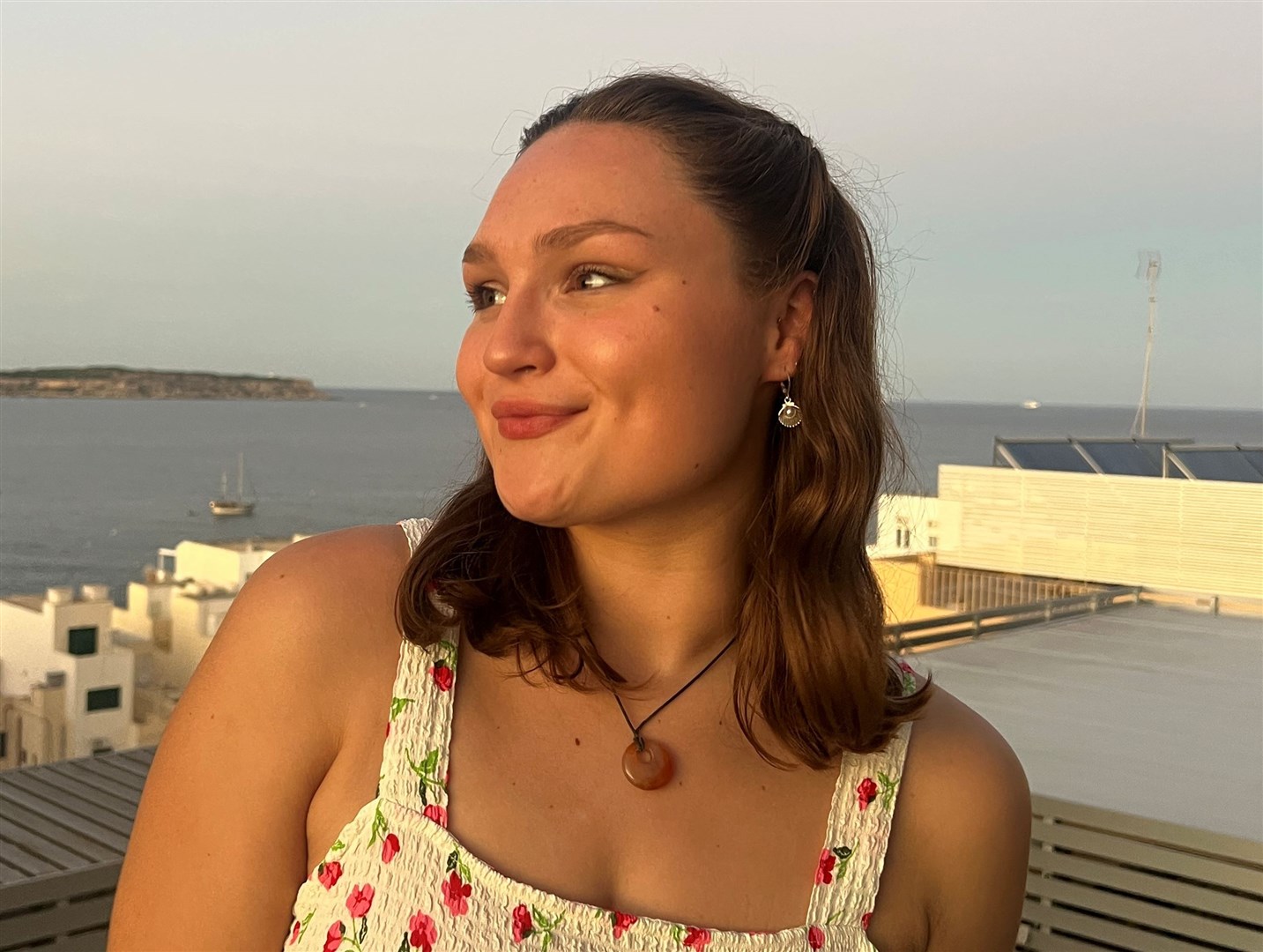 Megan Carr on holiday in Malta just days before her first surgery